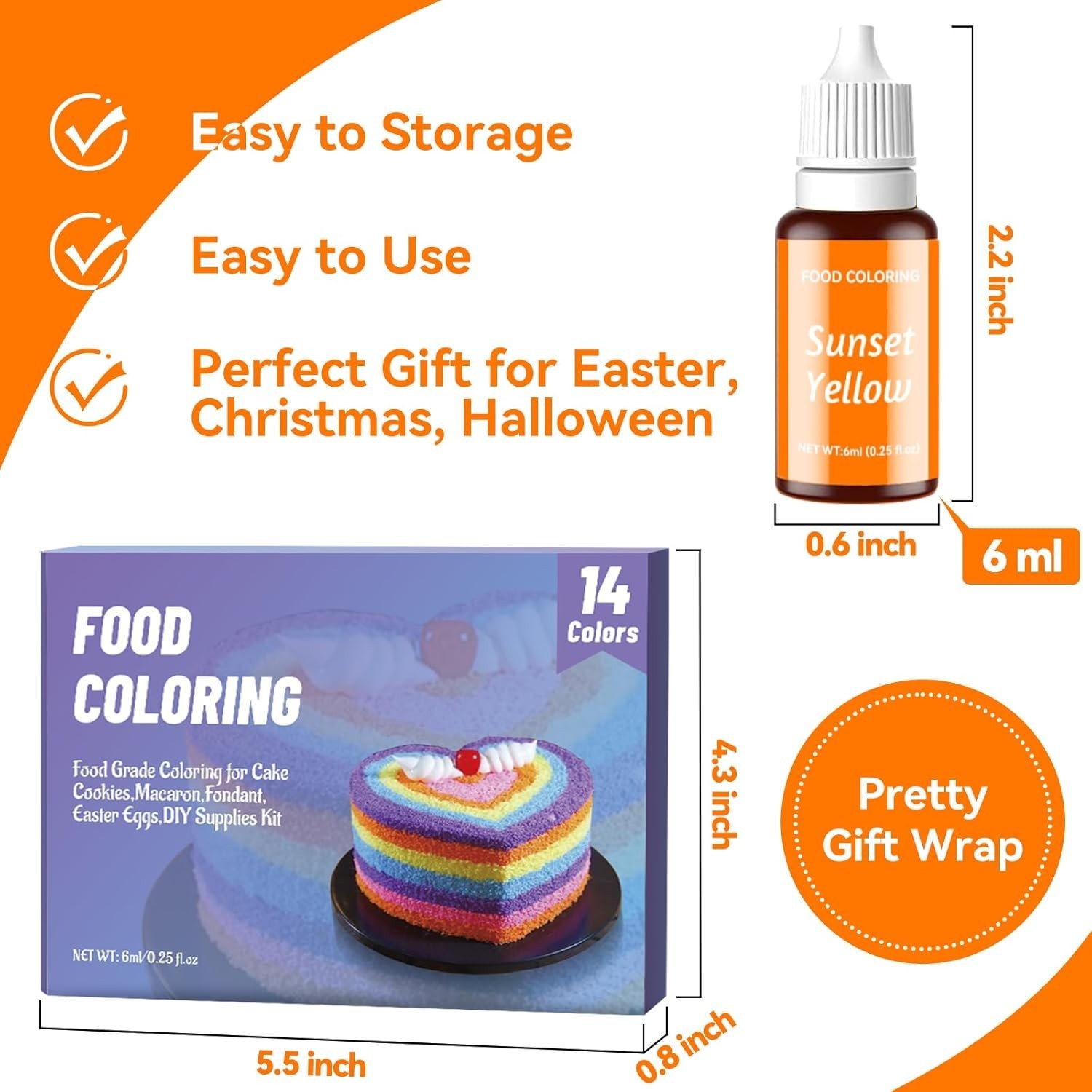 Food Coloring Liquid Set – 14 Colors Food Grade Concentrated Food Coloring fo…