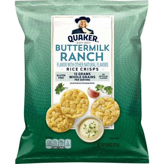 Quaker Rice Crisps, Buttermilk Ranch, 6.06oz Bag