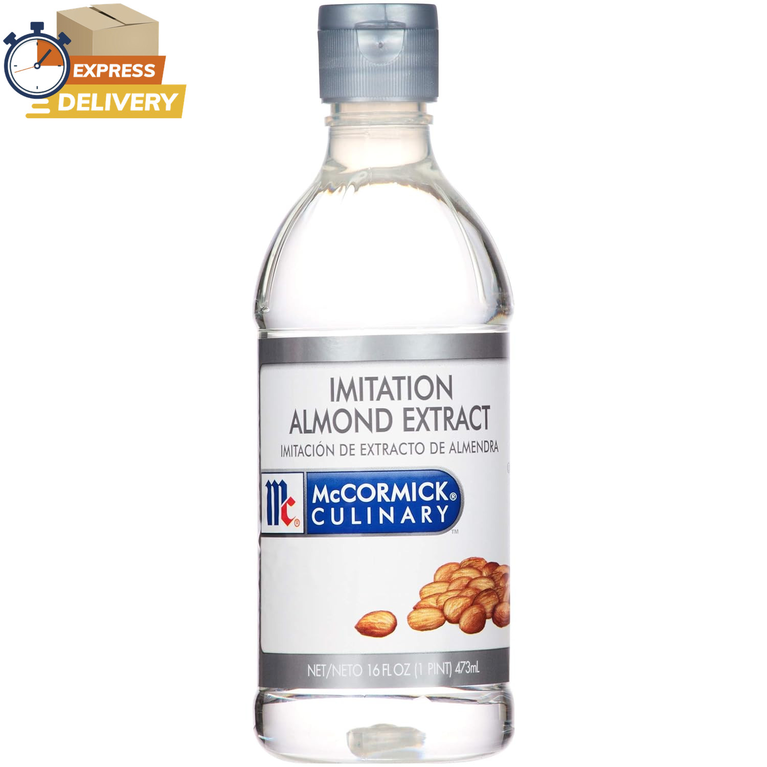 Imitation Almond Extract, 16 Fl Oz – One 16 Fluid Ounce Bottle of Clear