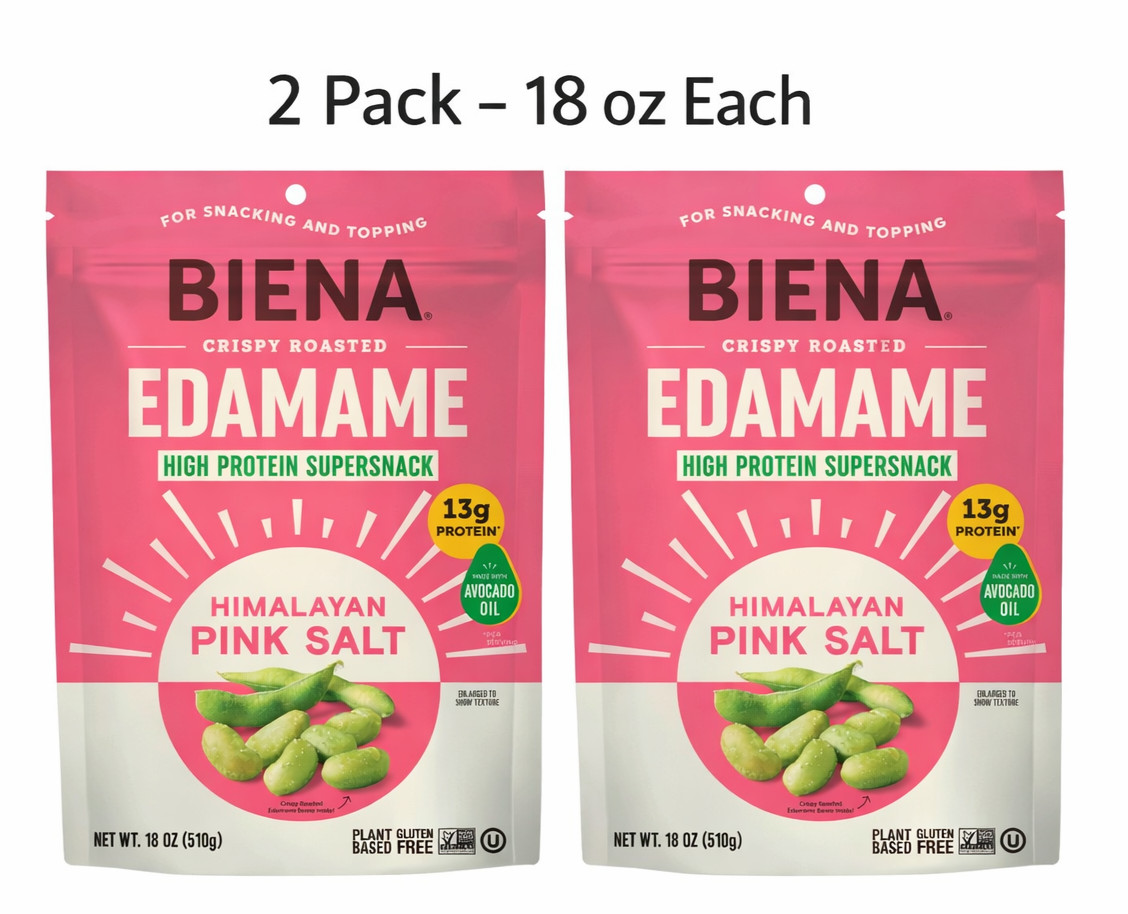 Biena Crispy Roasted Edamame – 2 pack of 18oz each – High Protein Supersnack