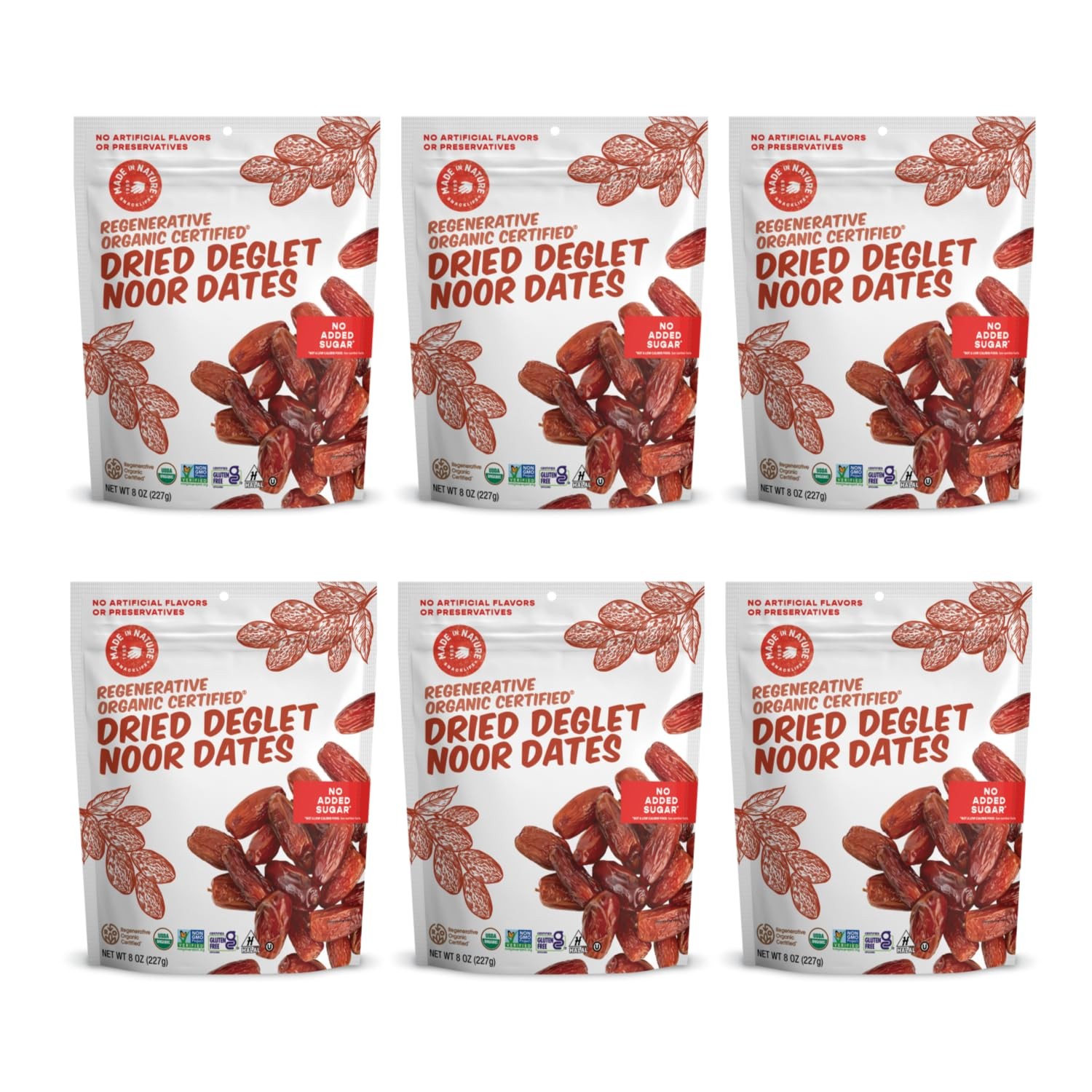 Organic Dried Deglet Noor Dates, Non-GMO, Gluten Free, Unsulfured, Vegan Snack,