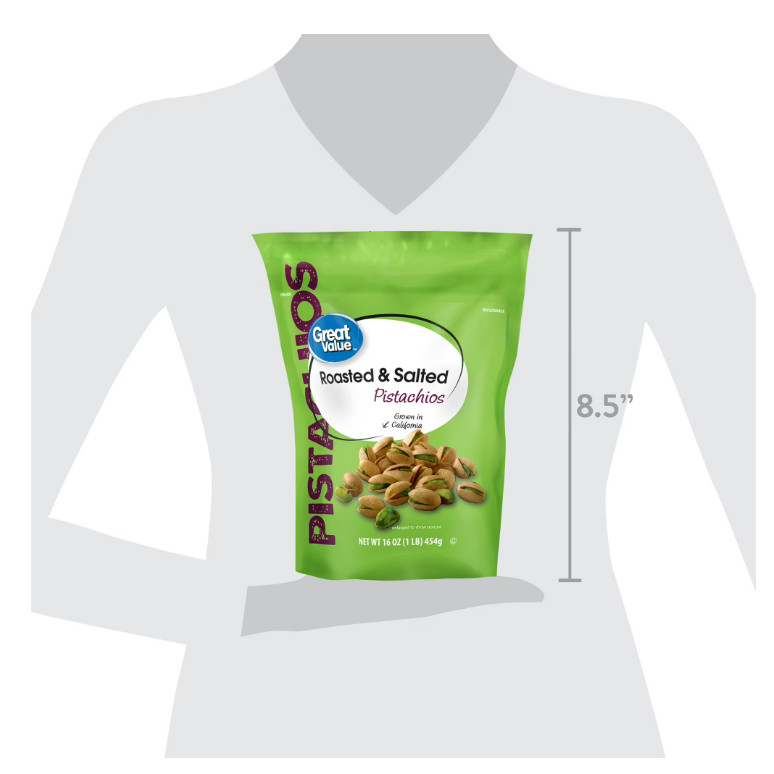 Great Value Roasted & Salted Pistachios, 16 oz Resealable Bag Free Shipping