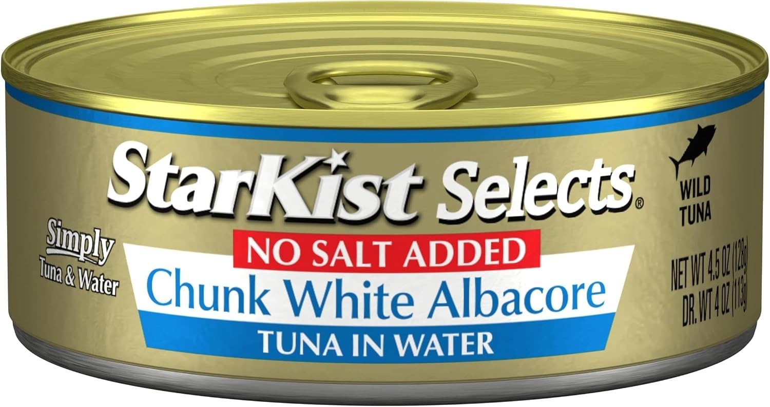 Selects No Salt Added Chunk White Albacore Tuna in Water – 4.5 oz Can Pack of 5