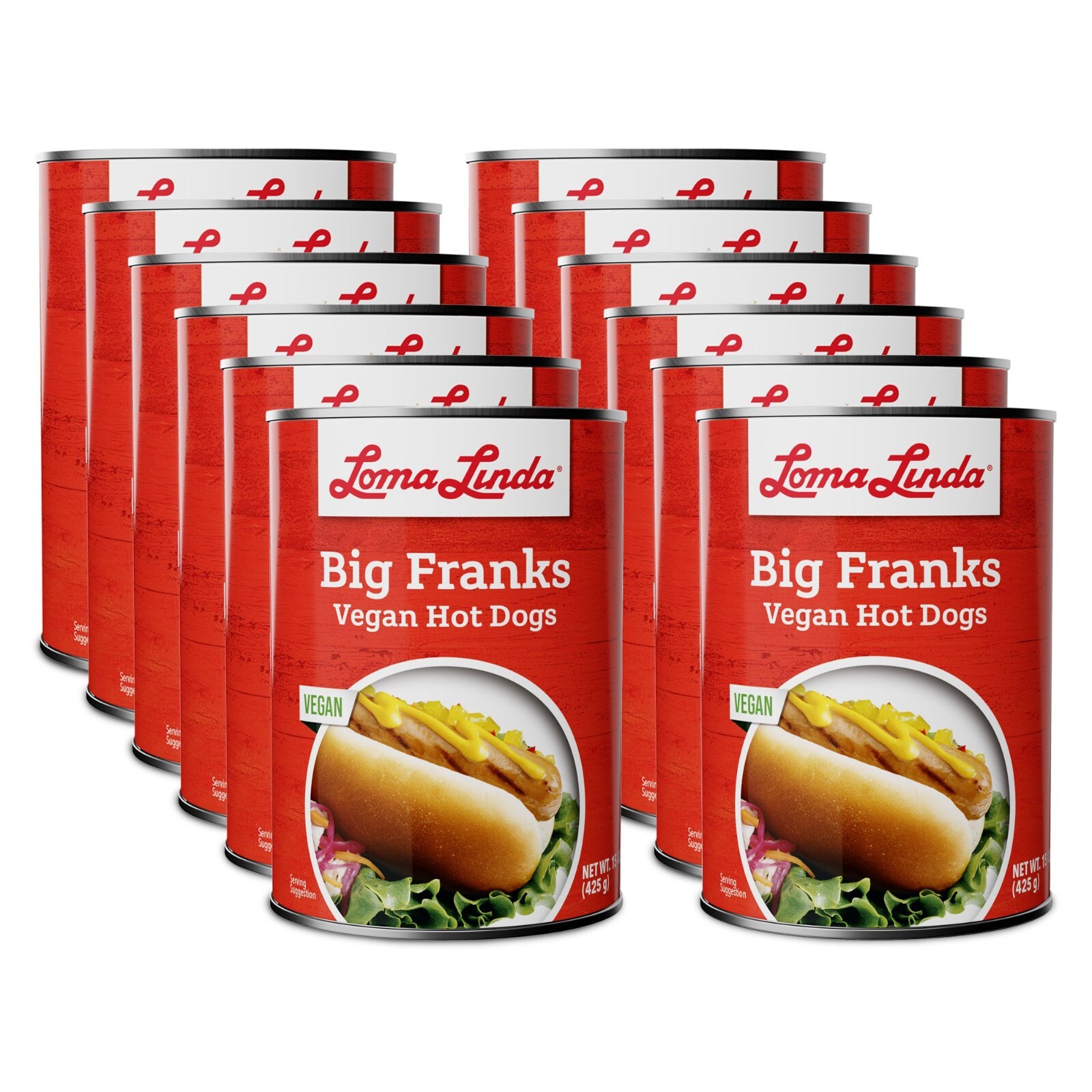Loma Linda – Big Franks (15 oz.) (Pack of 12) – Meatless Hot Dogs – Vegan
