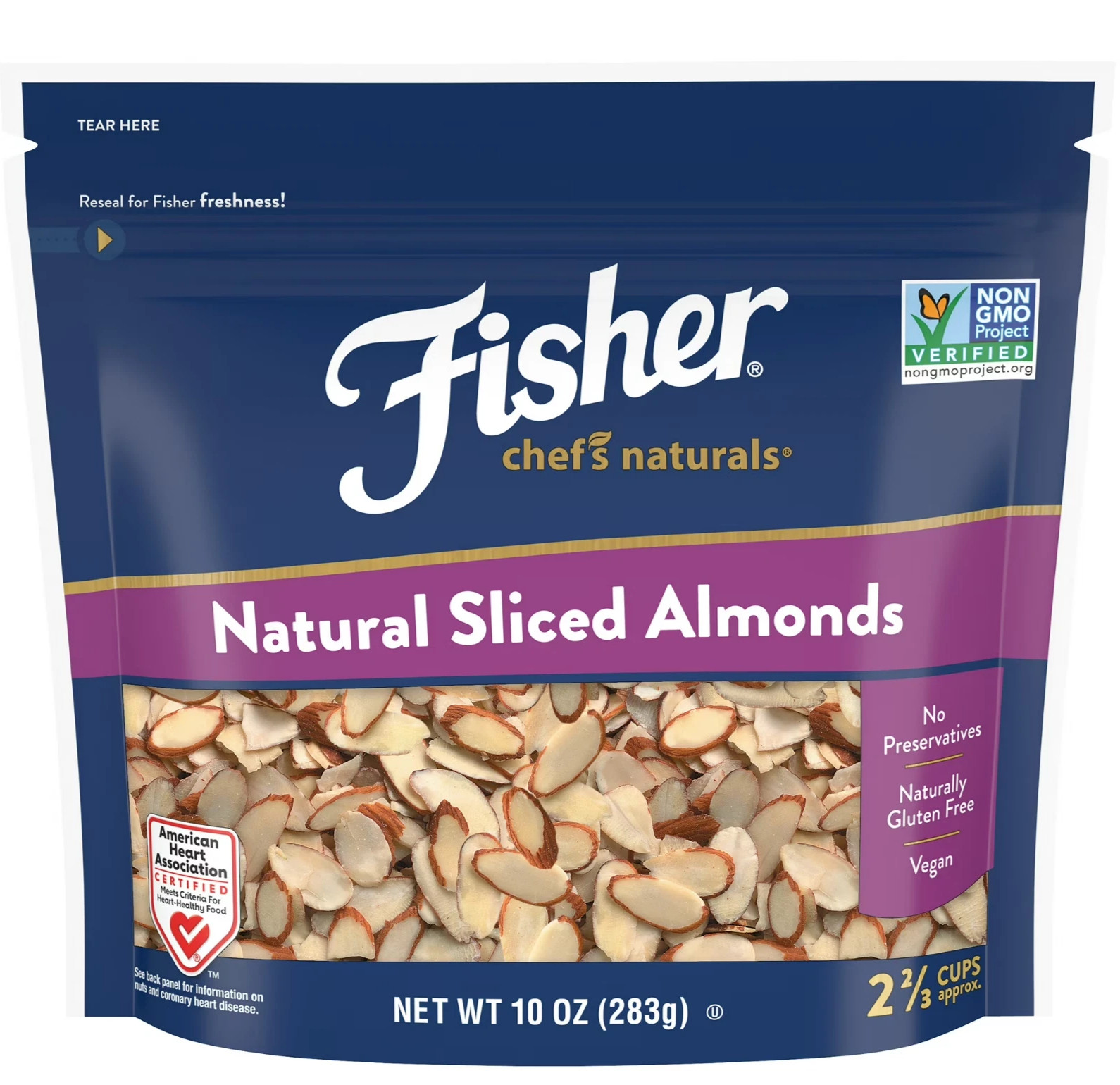 Fisher Chef’s Naturals Gluten Free No Preservatives Non-GMO Sliced Almonds 10 oz