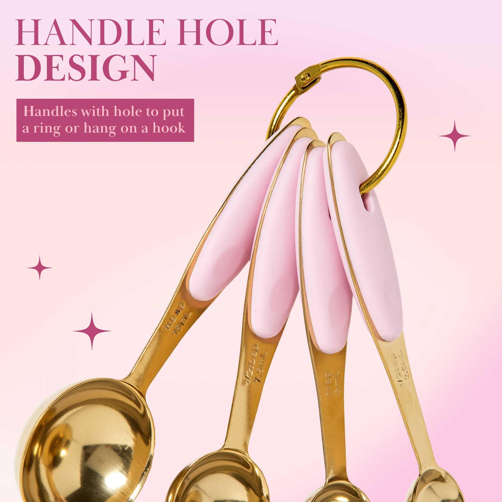 Paris Hilton Stainless Steel Measuring Cups Spoons Set Pink Silicone