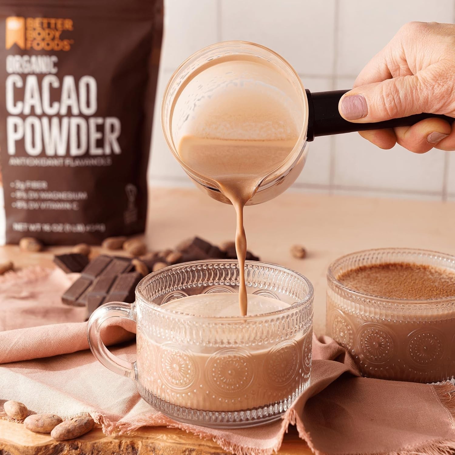 BetterBody Foods Organic Cacao Powder, Rich Chocolate Flavor, Non-GMO,