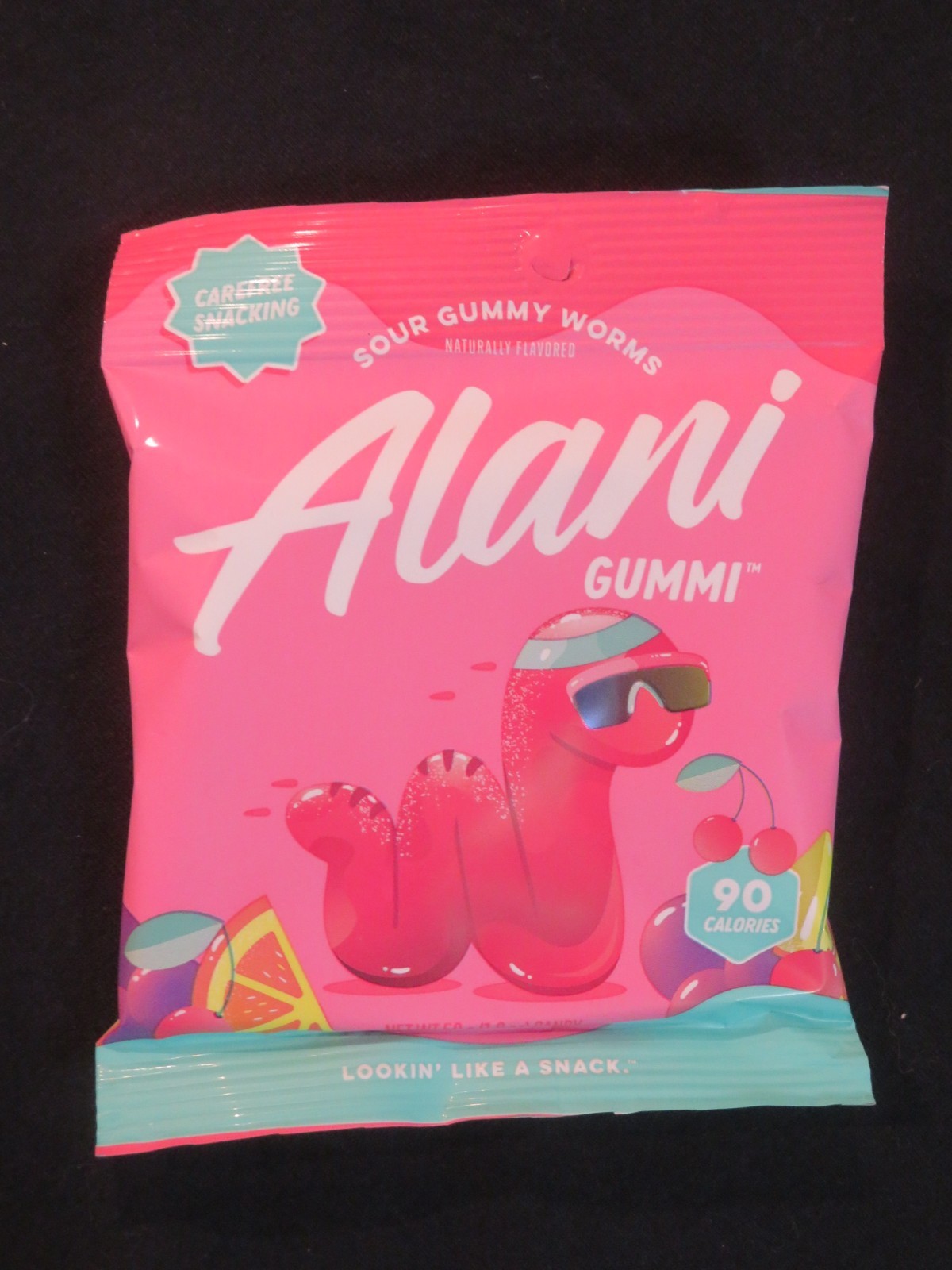(6) Bags Alani Nu Gummi Sour Gummy Worms 1.8 Oz Each Orange, Grape & Fruit Punch