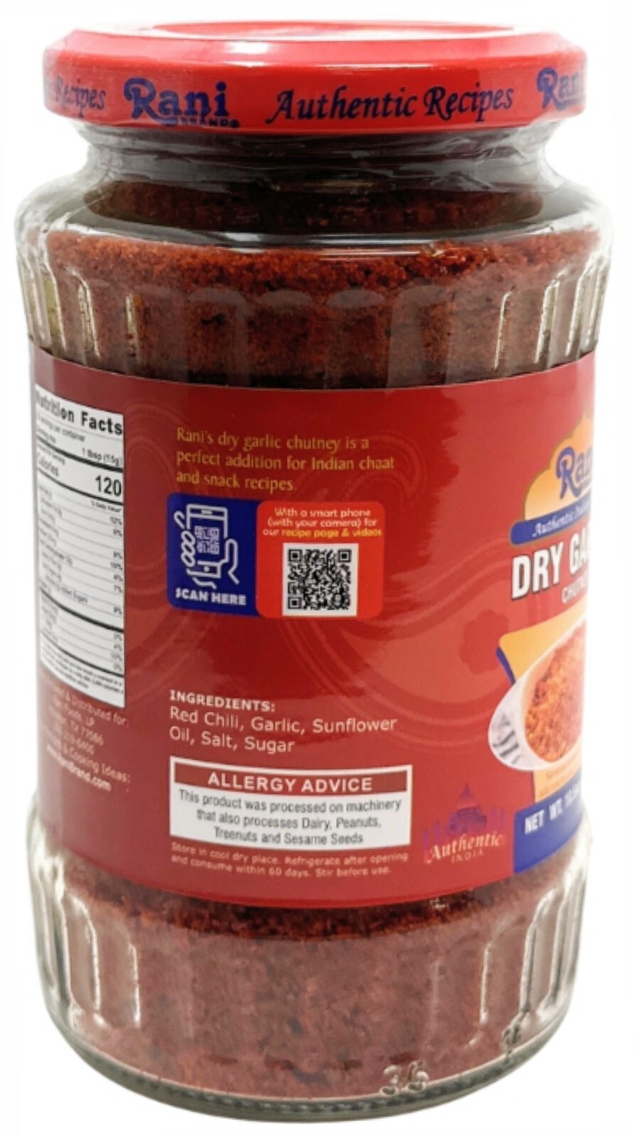 Rani Dry Garlic Chutney 10.5oz (300g) Glass Jar
