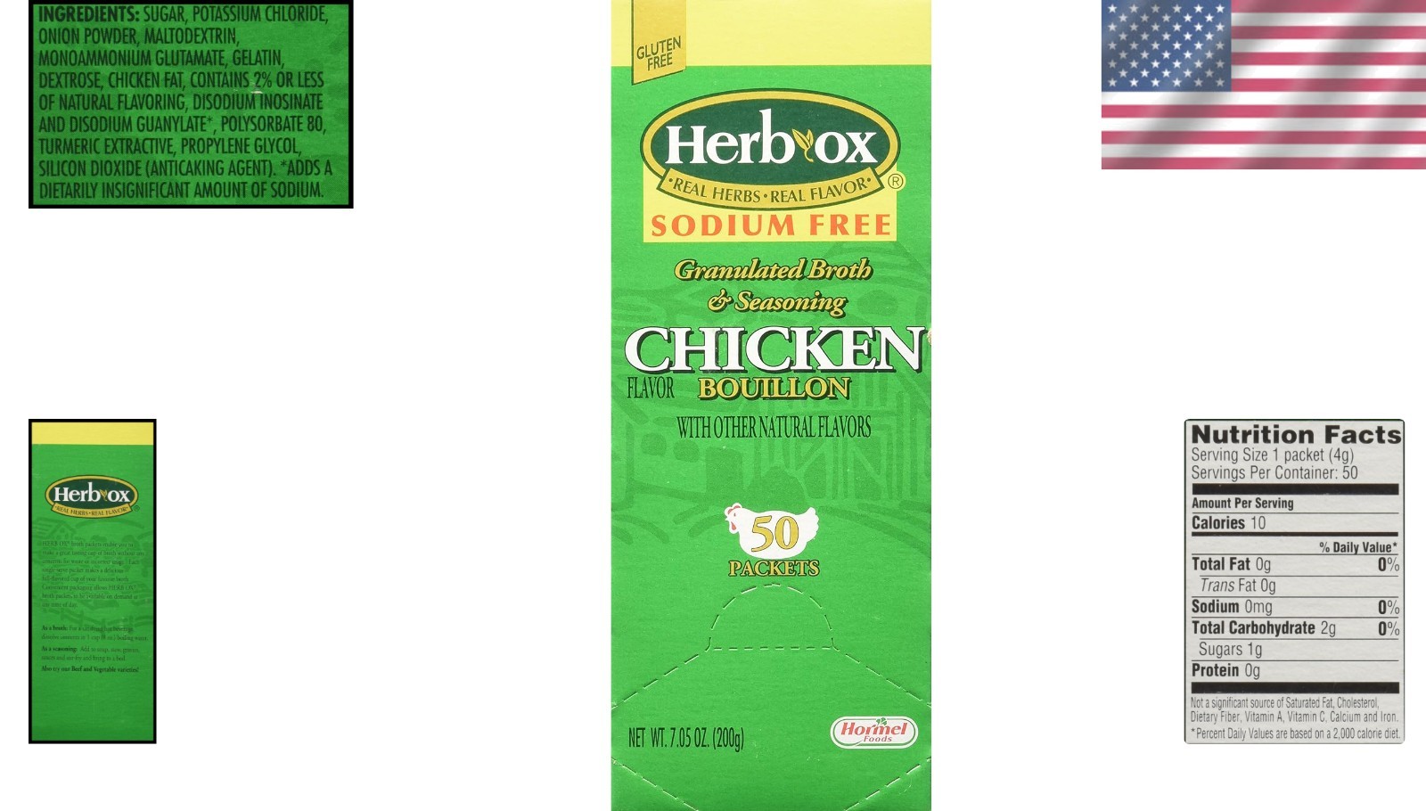 Hormel Herb Ox Sodium-Free Chicken Bouillon – 50 Packets