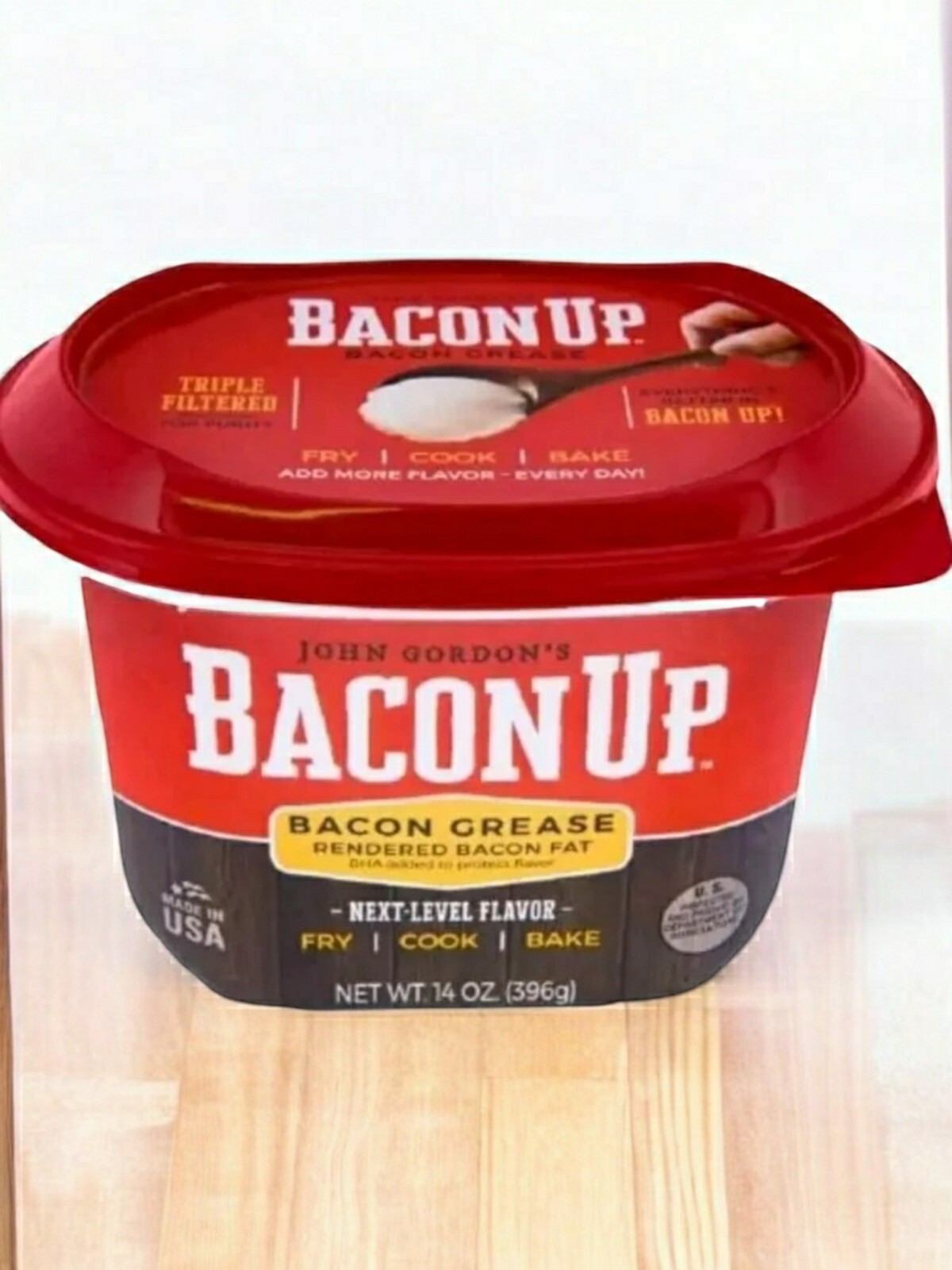 Bacon Up Bacon Grease Rendered Bacon Fat for Frying, Cooking, Baking, 14 ounces