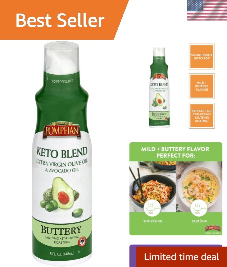 Propellant-Free Cooking Spray – 5 Fl Oz Keto Blend with Olive Oil & Avocado Oil