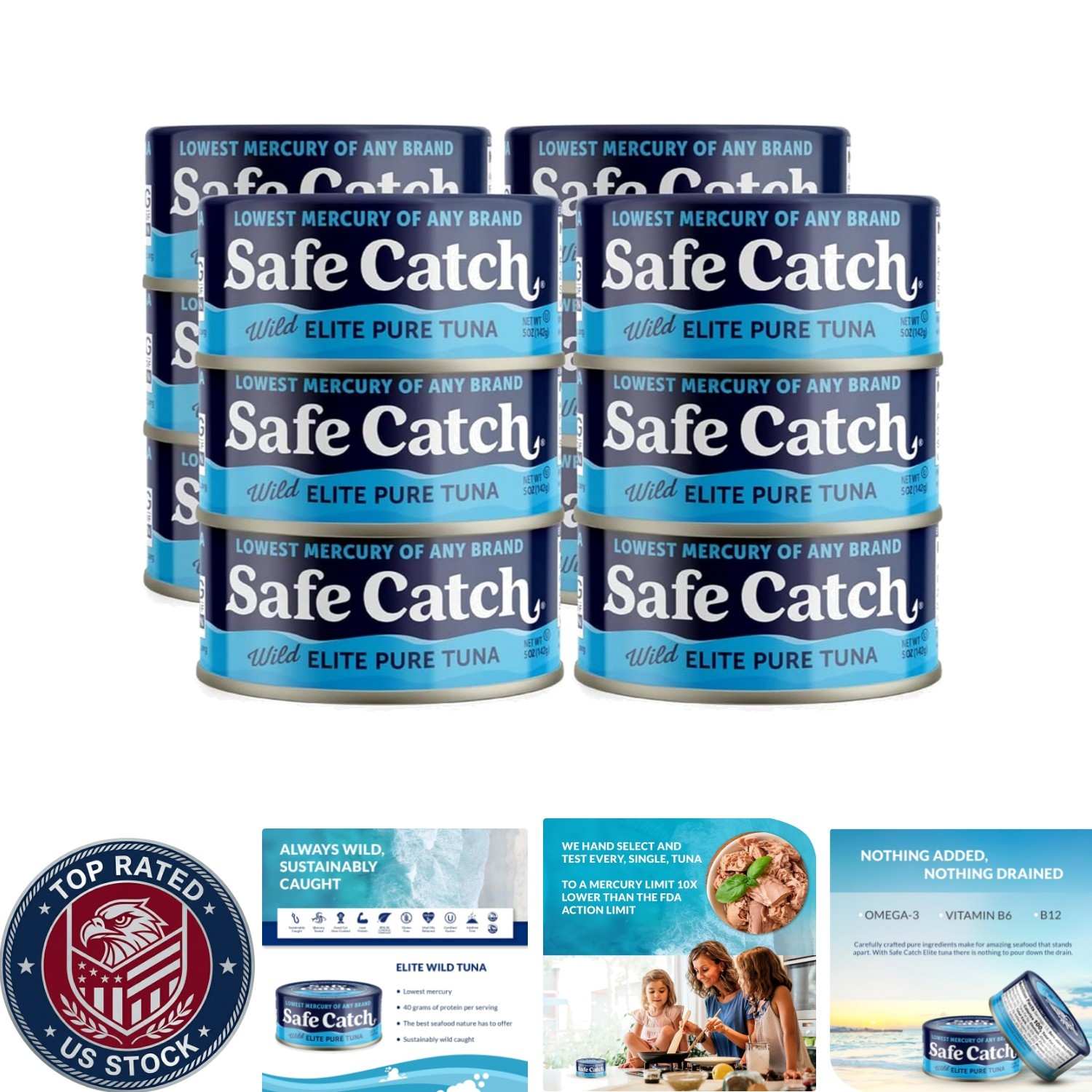 Elite Wild Caught Tuna – Keto-Friendly, Non-GMO, Whole30 Approved, 60oz Total