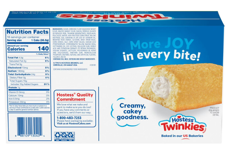 Hostess Twinkies Snack Cakes, Golden Sponge Cake with Crème Filling, 21.73 oz Bo