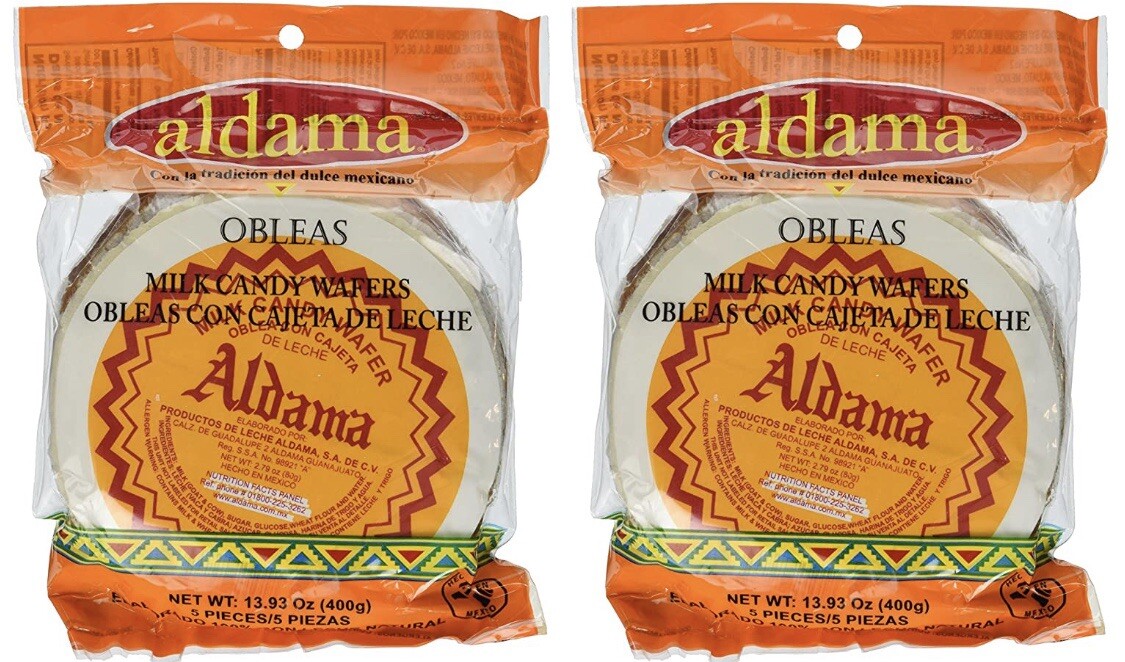 2 x Aldama Oblea Grande Milk Candy Dulce Leche Mexican Traditional Candy 10 Pcs