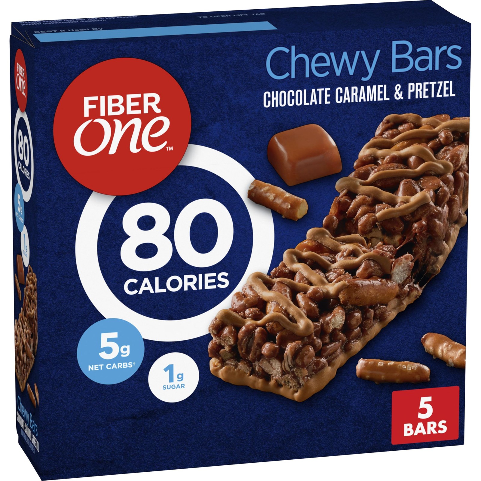 Fiber One 80 Calorie Chewy Snack Bars, Chocolate Caramel 5 Count (Pack of 1)