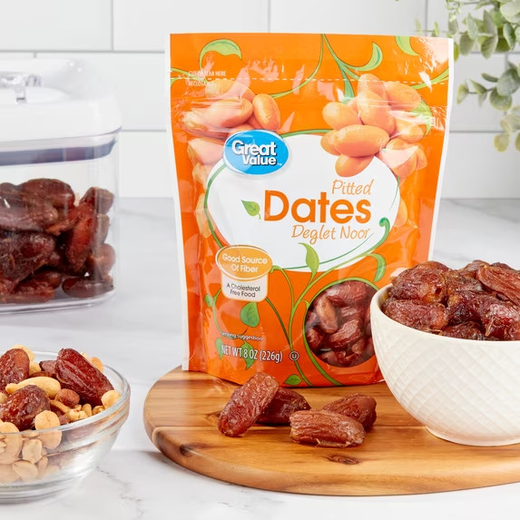 (3 pack) Great Value Pitted Deglet Noor Dates Dried Fruit, 8 oz