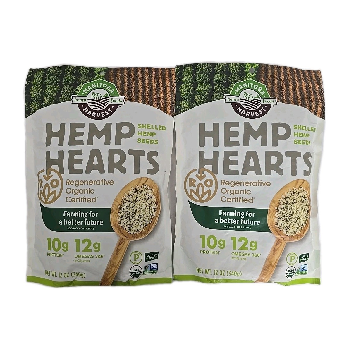 2PK Manitoba Harvest Organic Hemp Hearts 12oz 10g Plant Based Protein & Omega 3