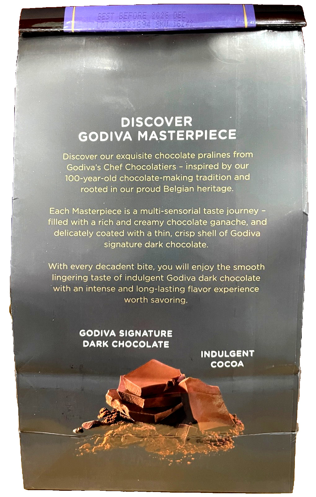 Godiva Masterpieces Dark Chocolate Ganache 15.1 Oz EXP 11/2026