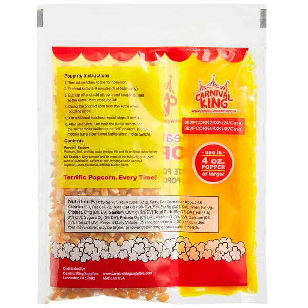 Carnival King All-In-One Popcorn Kit for 4 oz. Popper – 48/Case