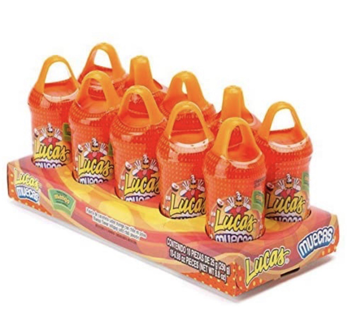 Lucas Muecas Mango Flavored Lollipop W/Chili Powder Mexican Candy 10 Pieces