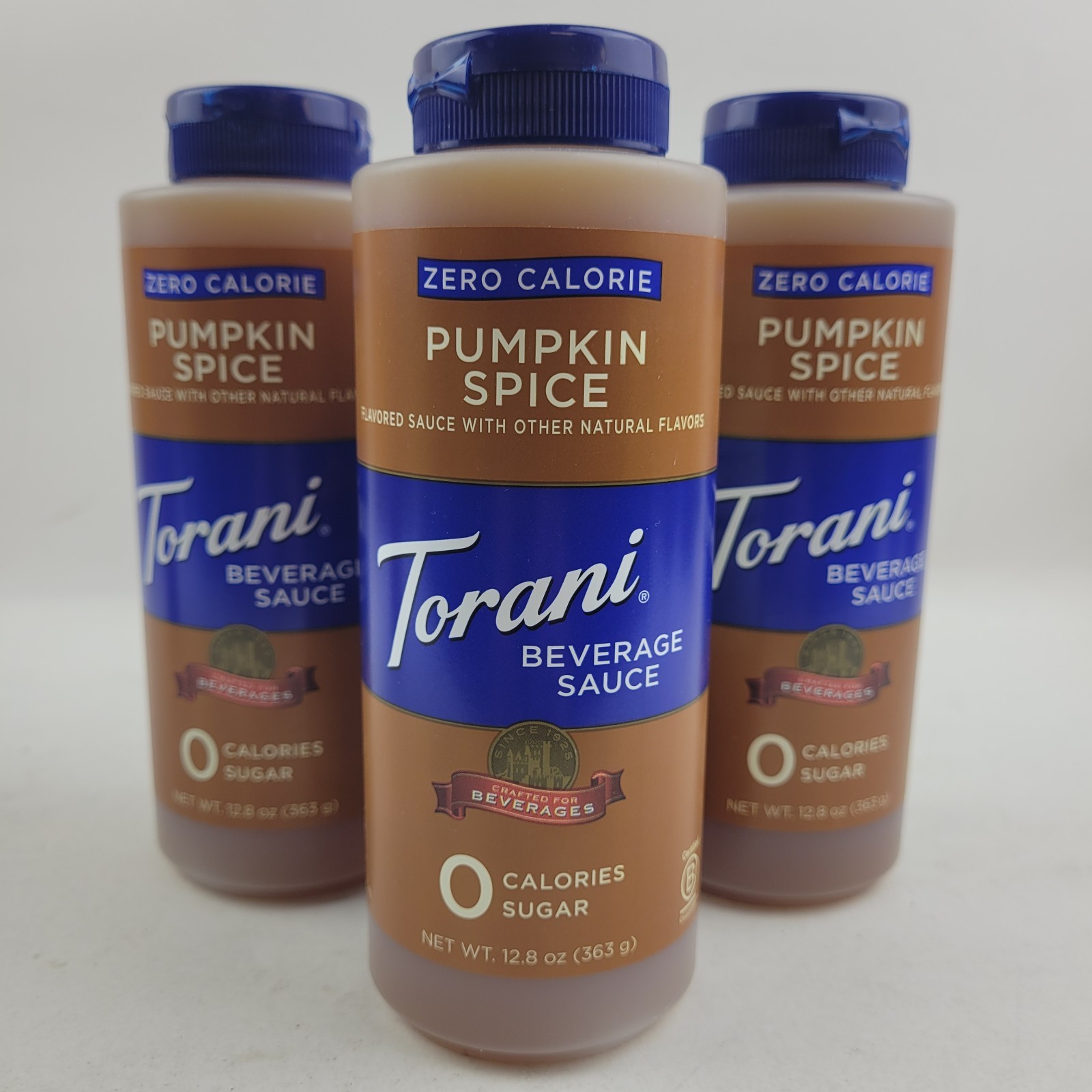 3 Torani Pumpkin Spice Beverage Sauce Gluten Free Zero Sugar 12.8 oz. New Sealed