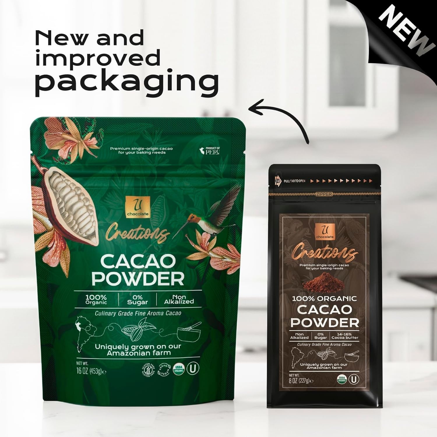 U Chocolate Organic Cacao Powder Natural Fresh From our Farm 1 bag 16 oz