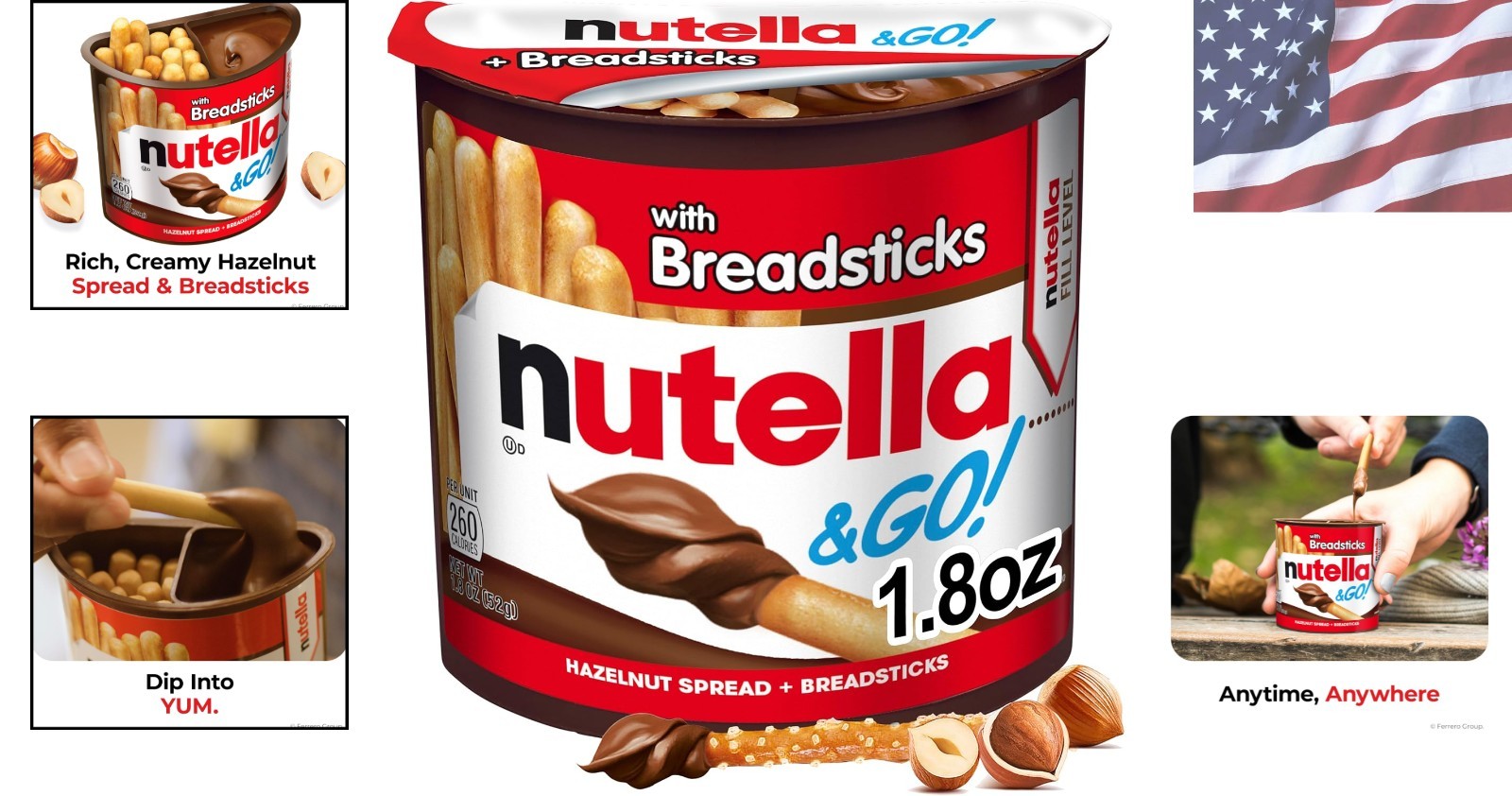 1.8 oz GO! Hazelnut Spread with Crispy Breadsticks – Perfect On-the-Go Snack