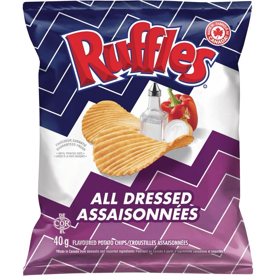 Ruffles All Dressed Potato Chips 40g 1.41oz Bags ( 48 Pack) | Canadian Flavor