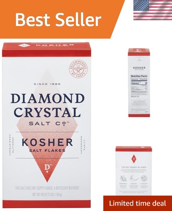 Versatile Kosher Salt – 3 lb Crystal Flakes for Brining, Roasting & Baking