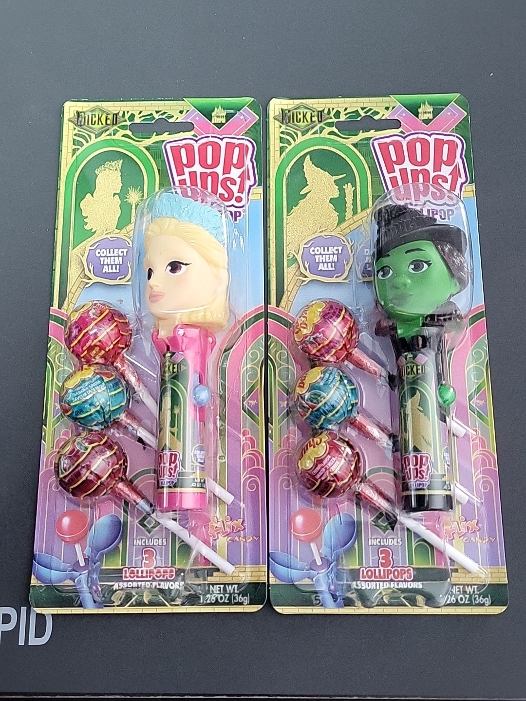Elphaba & Glinda Set Wicked The Movie Chupa Chups Candy Pop Ups Lollipop Holders