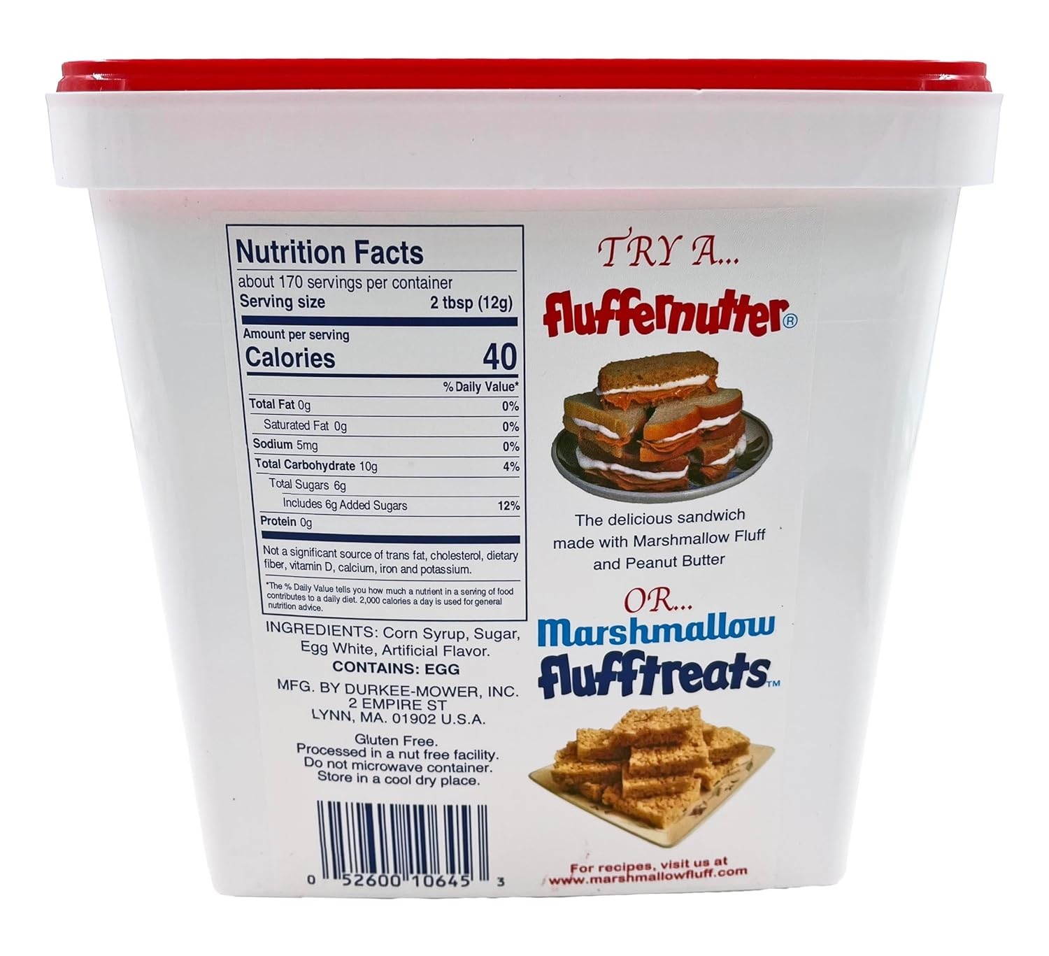 Marshmallow Fluff Original Creme Spread Gluten Free Kosher Bulk Resealable Tub