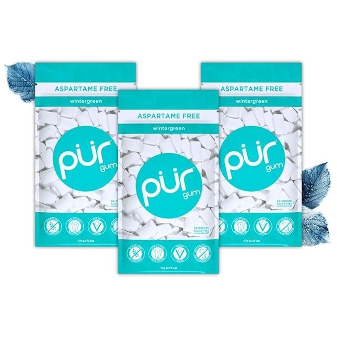 PUR Gum Aspartame Free Chewing Gum 100% Xylitol Natural, 55 Ct (Select Flavor)
