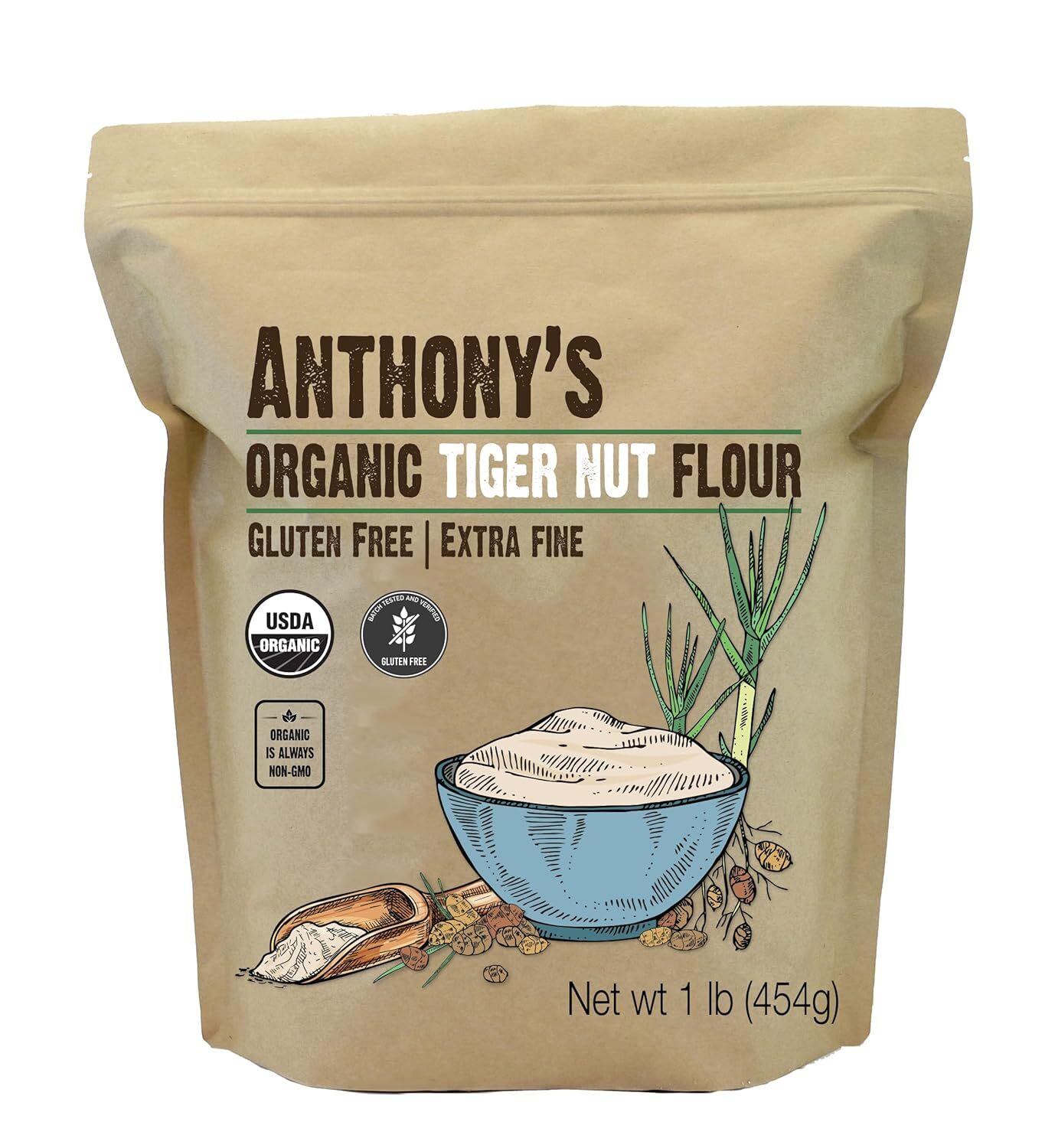 Anthony’s Organic Tiger Nut Flour, 1 lb, Gluten Free, Non GMO, Paleo Friendly