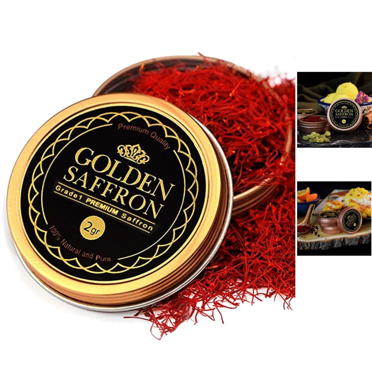 Organic Grade A+ Saffron Threads 2.0g – Perfect for Teas, Paellas, Desserts