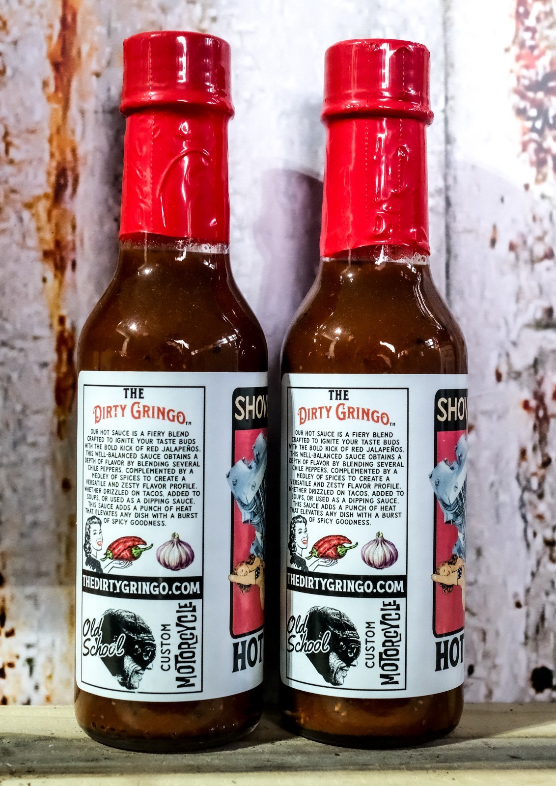 2 pack Old School Shovelhead Motorcycle Hot Sauce The Dirty Gringo 5oz each