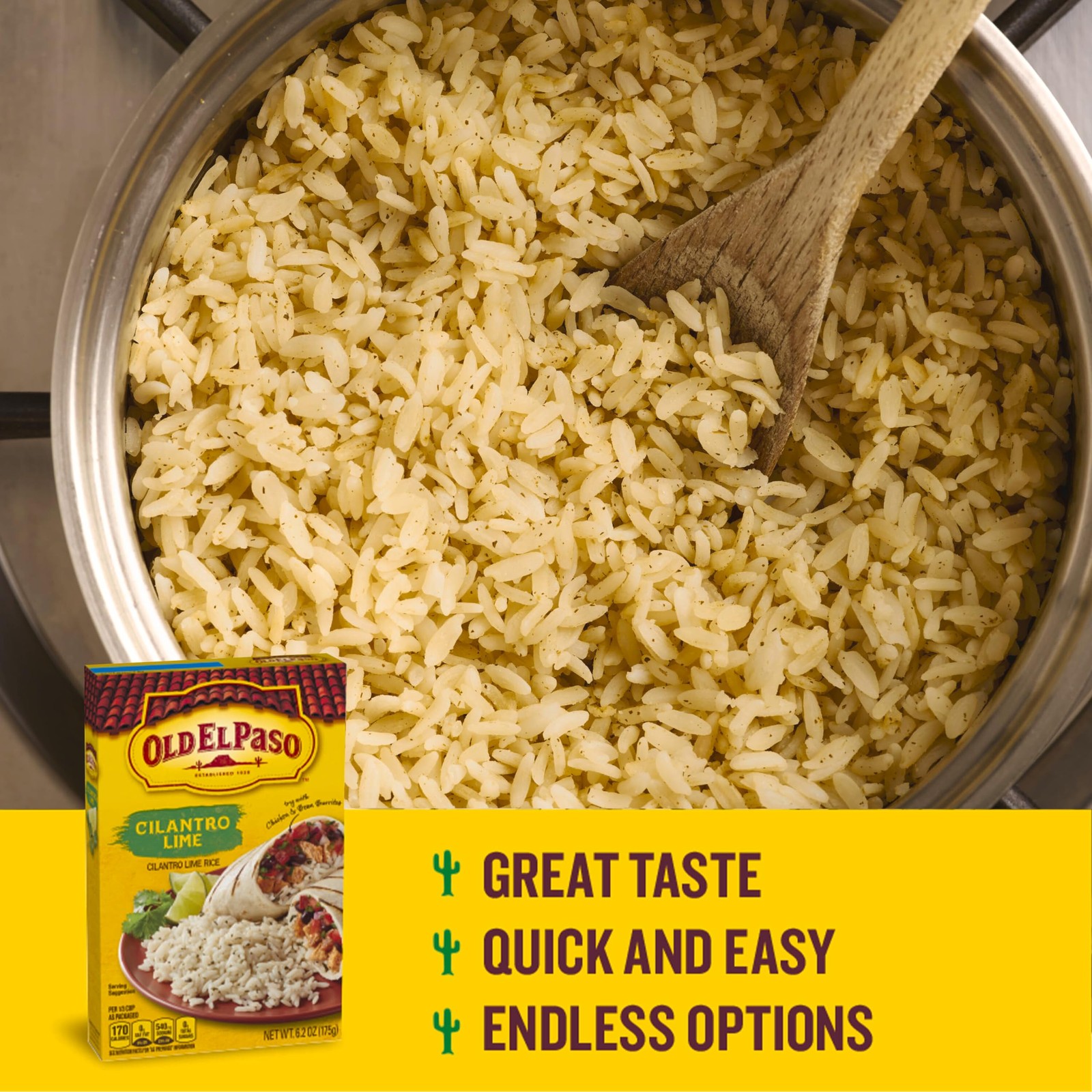 Old El Paso Cilantro Lime Seasoned Delicious Rice, Side Dish, 6.2 oz