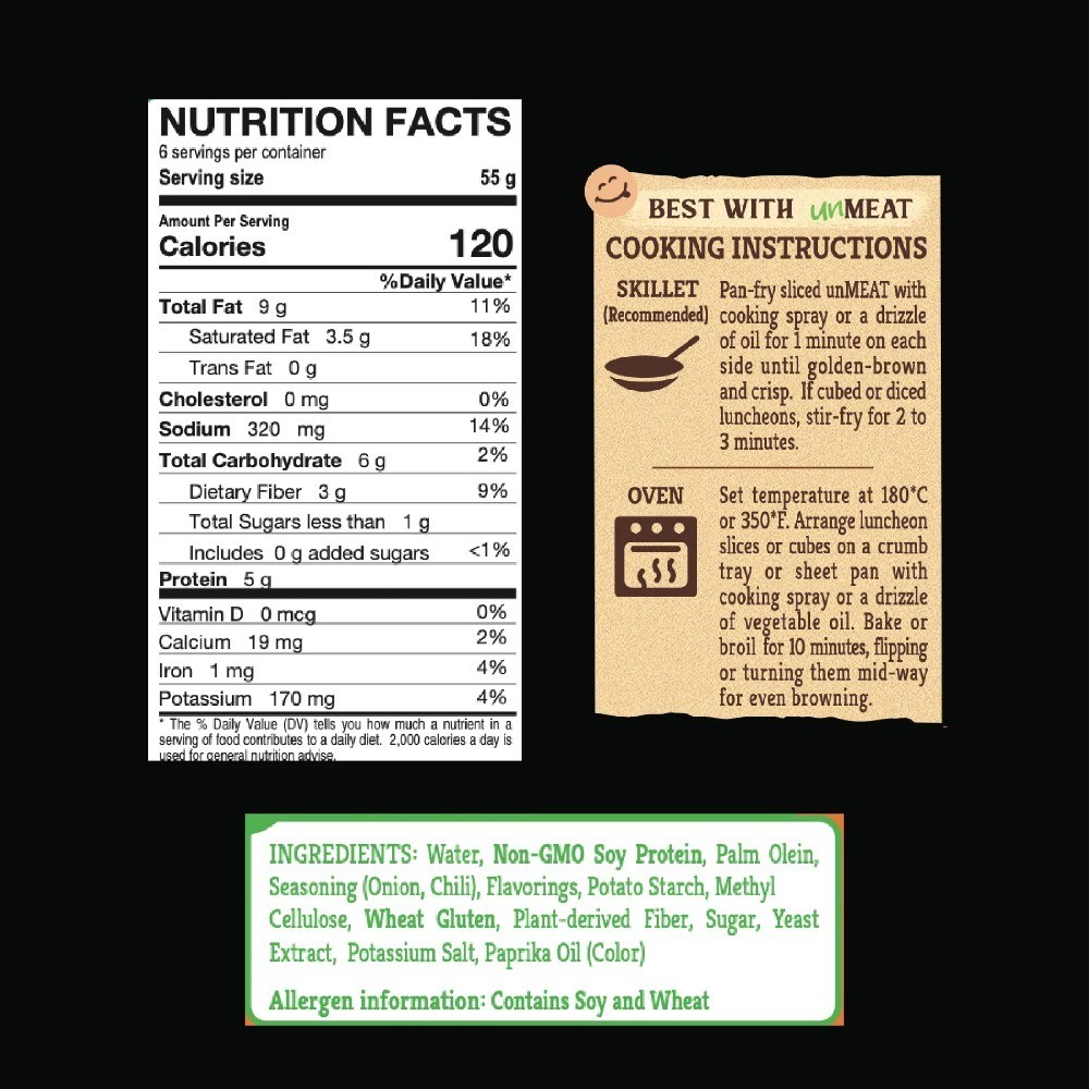 Plant-Based Vegan Luncheon Meat Hot Spicy Flavor Canned 11.6 oz 2 Pack