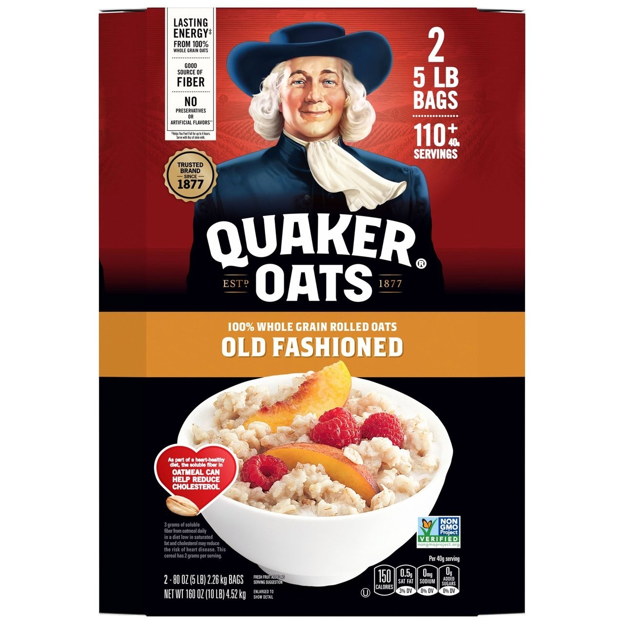 Quaker Old Fashioned Oats 10 lb Total Non GMO Rolled Oatmeal Bulk.