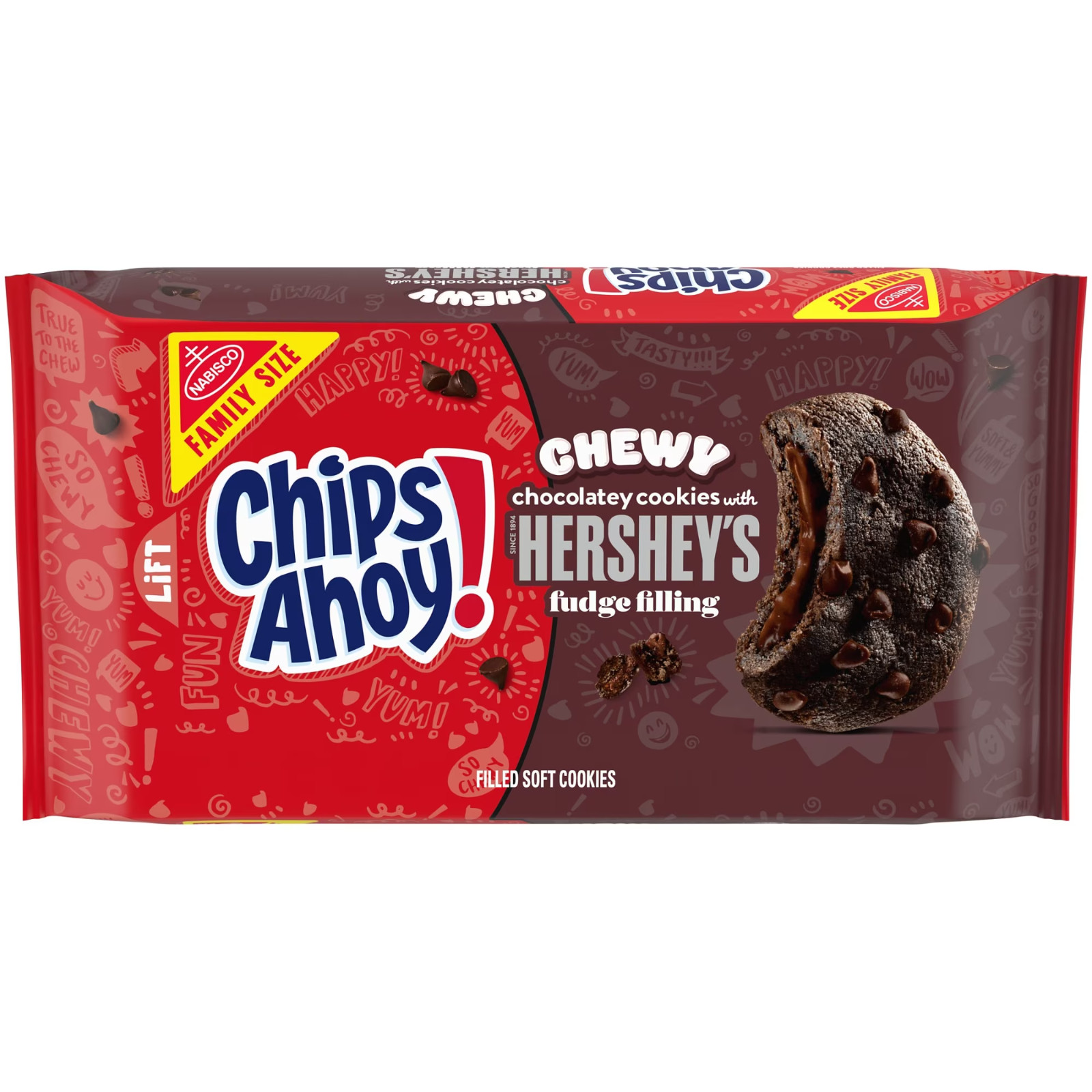 Chips Ahoy Chewy Cookies Hershey’s Fudge Filled 14.85 oz Family Size,Free Ship..
