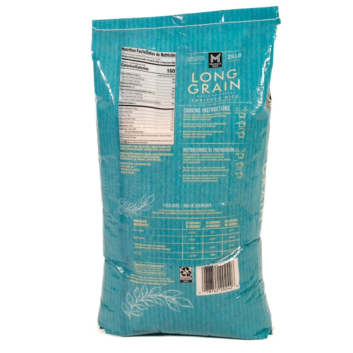 5 Pack Member’s Mark Long Grain White Rice 25 lb Bag Bulk Pantry Staple