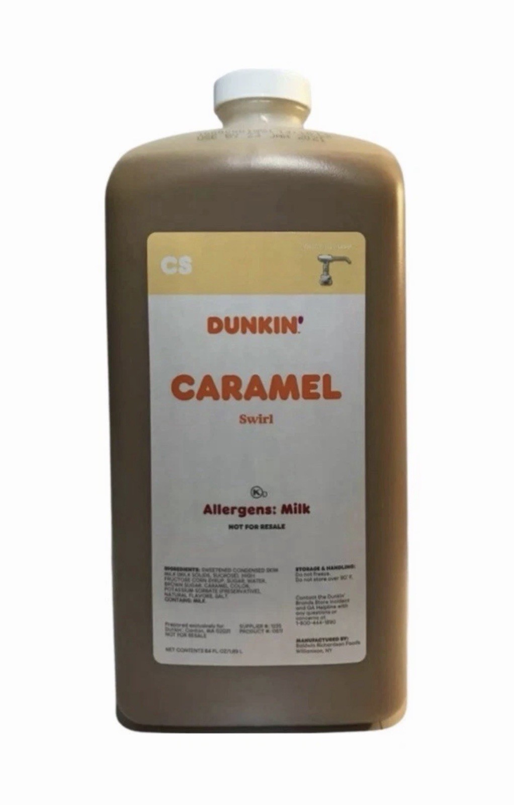 Dunkin Donuts Caramel Swirl Syrup with Pump, 64 oz