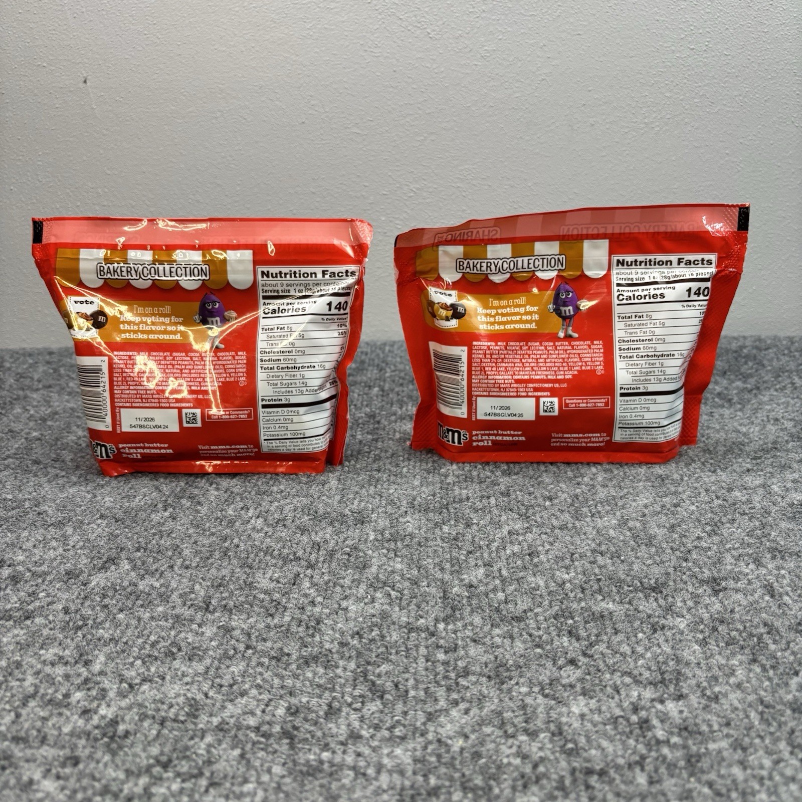 2x Rare Peanut Butter CINNAMON ROLL M&M’s Bakery Collection Sharing Size 8.6oz