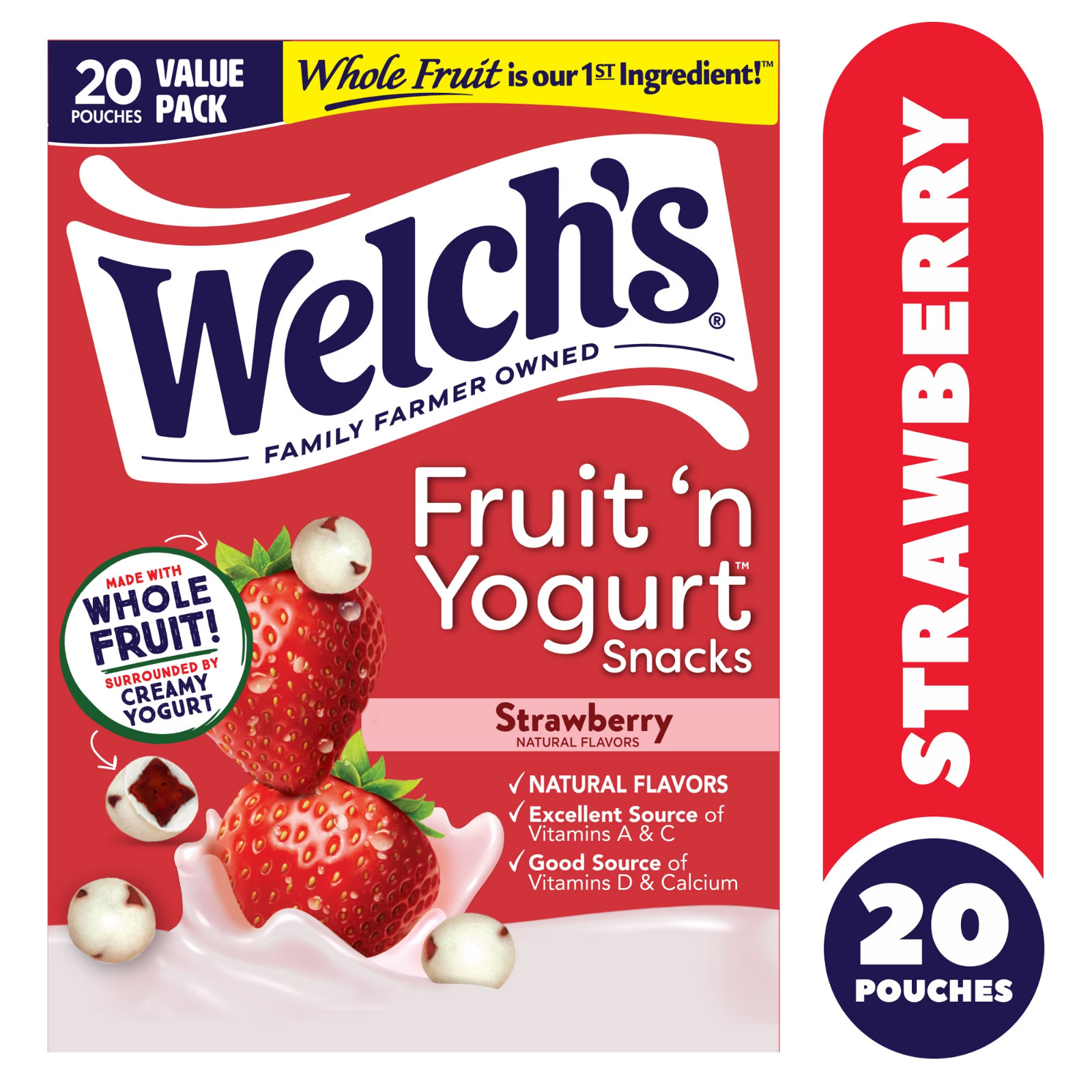 Welch’s Fruit Snacks, Fruit ‘n Yogurt Strawberry, 0.7oz, 20 Count