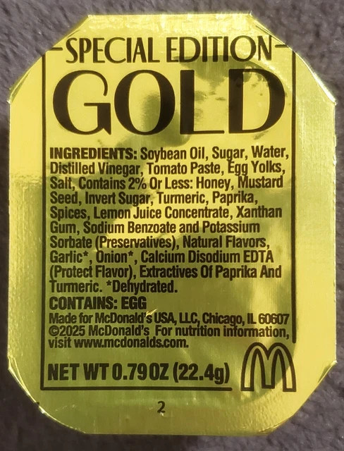 McDonald’s Special Edition Gold Sauce 2025 – Limited Collectible New Sealed