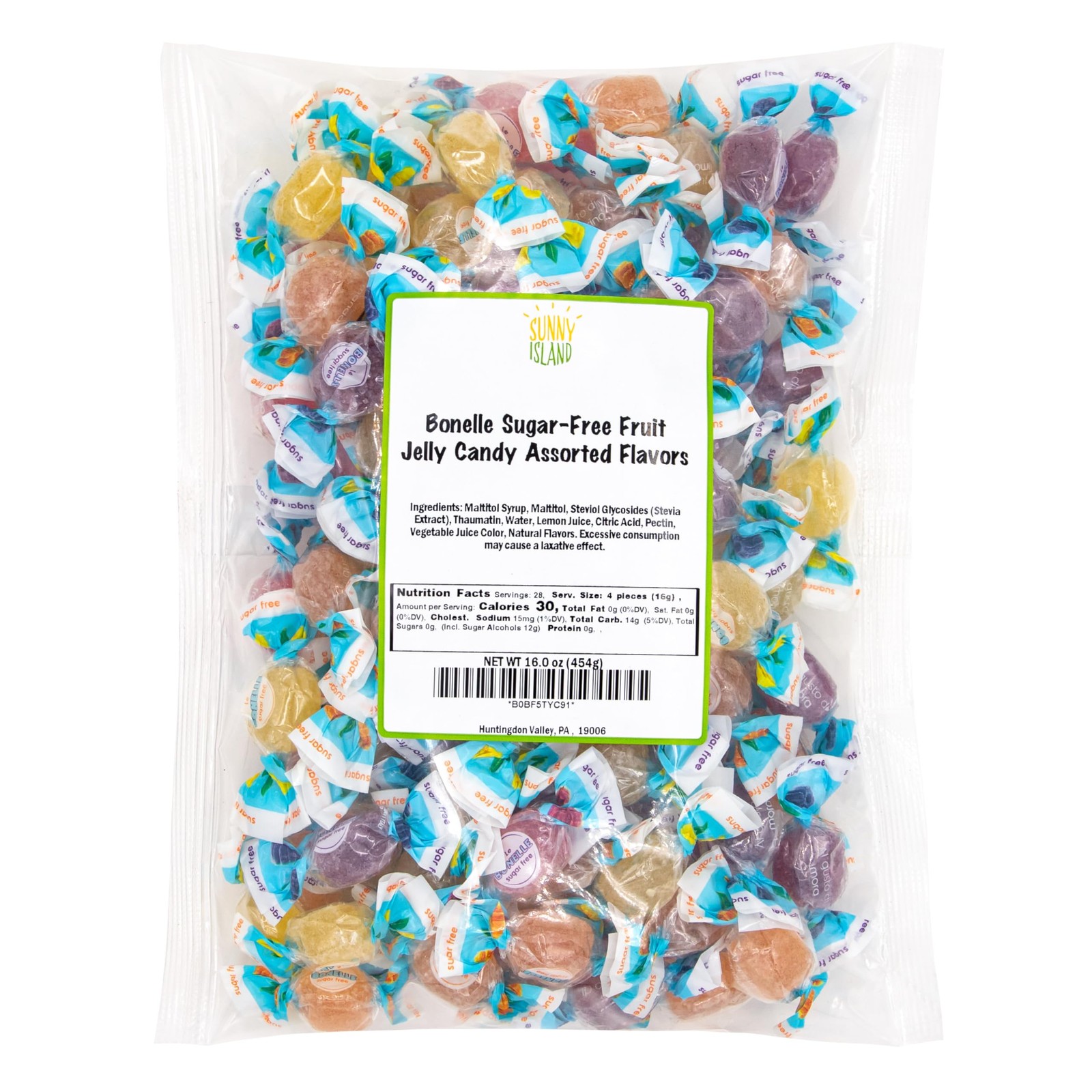 Bonelle Fruit Jelly Candy, Sugar Free Candy 1 Pound (Pack of 1), Orange