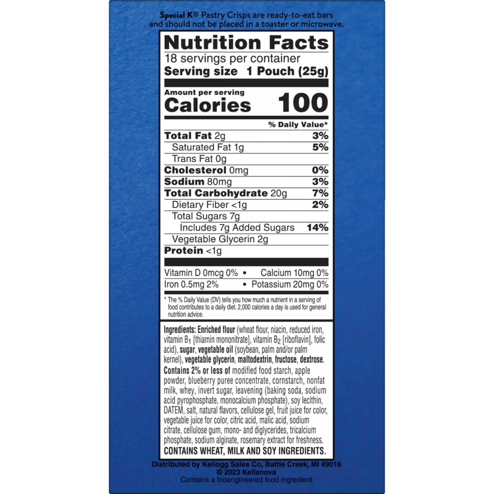 Special K Bar Blueberry Chewy Pastry Crisps, 100 Calories, 15.84 oz, 36 Count