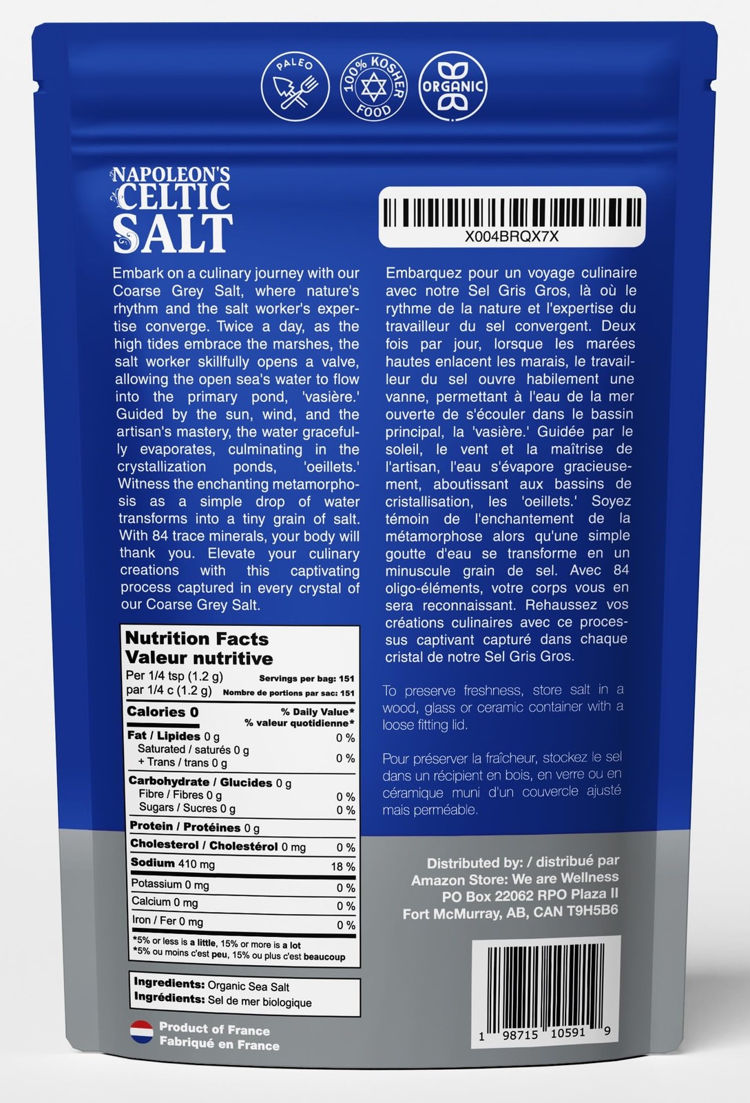Napoleon’S Celtic Organic 82 Minerals Sea Salt Coarse, French Sea Salt, Grey Sal