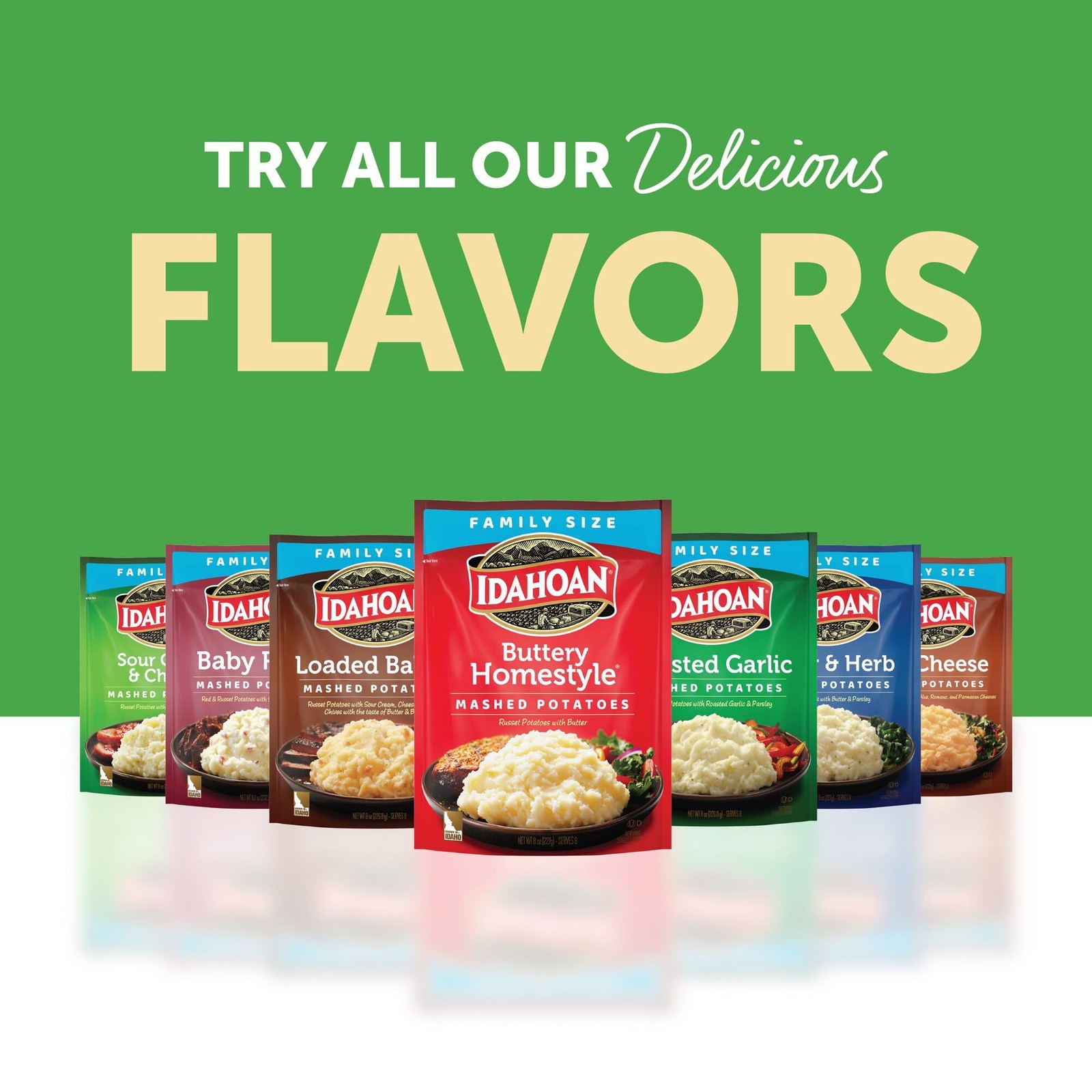 Idahoan Sour Cream & Chives Mashed Potatoes, Naturally 8 oz (Pack of 8)