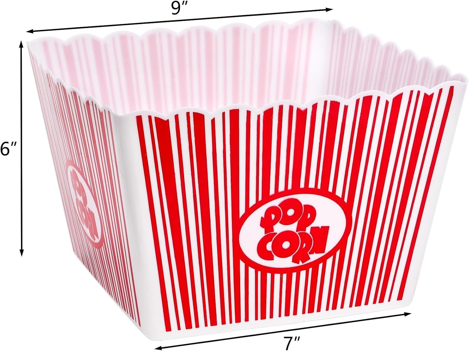 6 Pack Plastic Popcorn Buckets, Reusable Popcorn Bowl, Movie Theater Style Po…